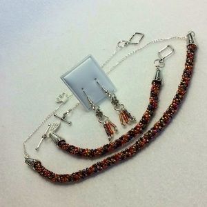 FINAL SALE PRICE Lia Rosa OOAK Peach, Gold & Brown Jewelry Set